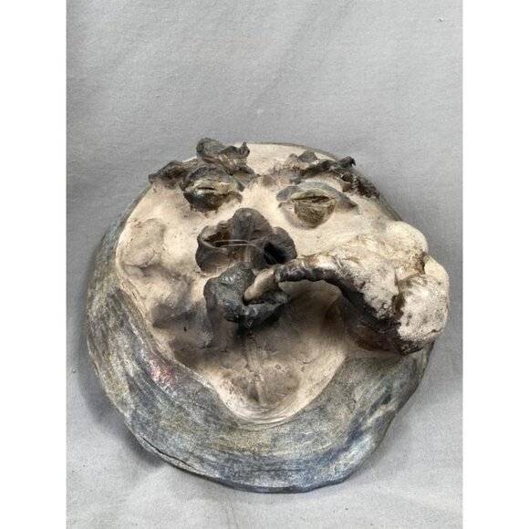VTG One Of A Kind Handmade Clay Face Wall Art Sculpture Smoking Character, Cool - Picture 3 of 10